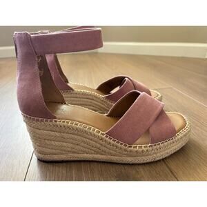 Nordstrom Rack Espadrille Wedge Caroline Sandals Faux Suede Pink Size 8.5